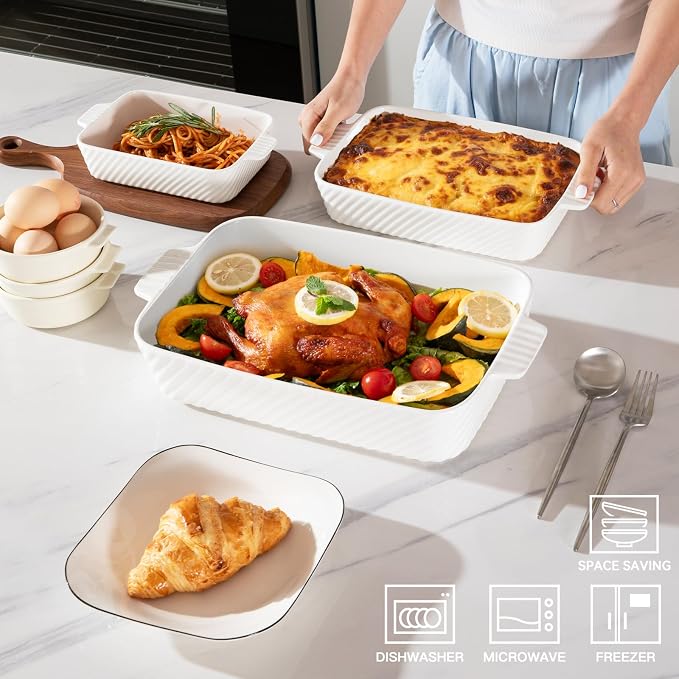 Sweejar Ceramic Baking Dish Set, Cake Baking Dish - Image 2