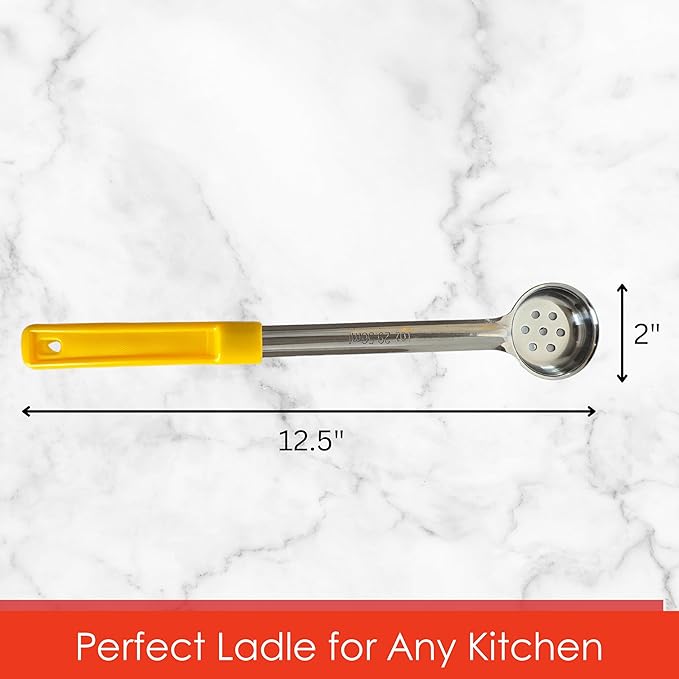 1 Ounce Slotted Stainless Steel Portion Control Ladle Spoon - Image 4