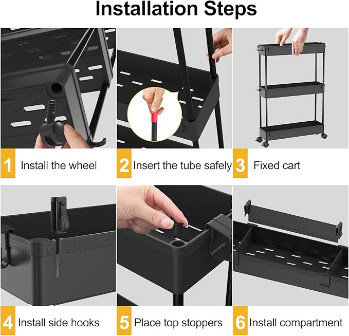 SPACELEAD Slim Storage Cart 4 Tier, Bathroom Organizer Rolling Utility - Image 5