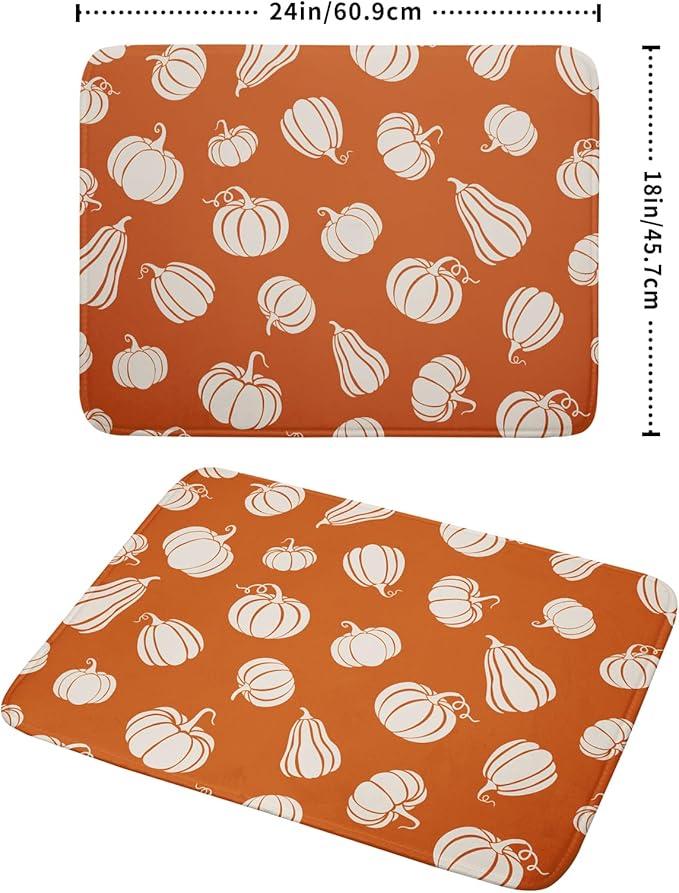 Fall Dish Drying Mat for Kitchen Counter Autumn White Pumpkins Festival - Image 2