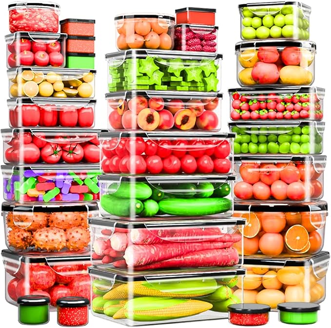 62 Pcs Large Food Storage Containers by Unknown