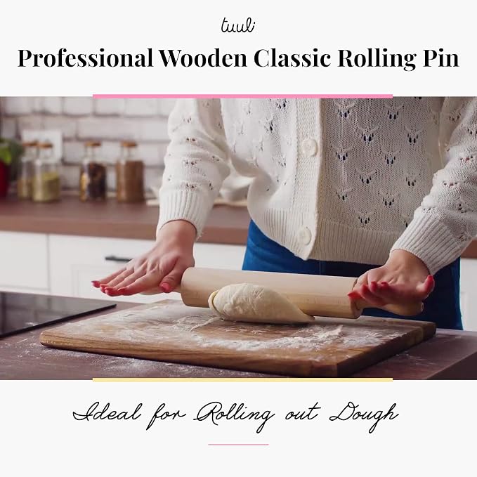 tuuli Kitchen Professional Classic Wooden Rolling Pin - Image 2