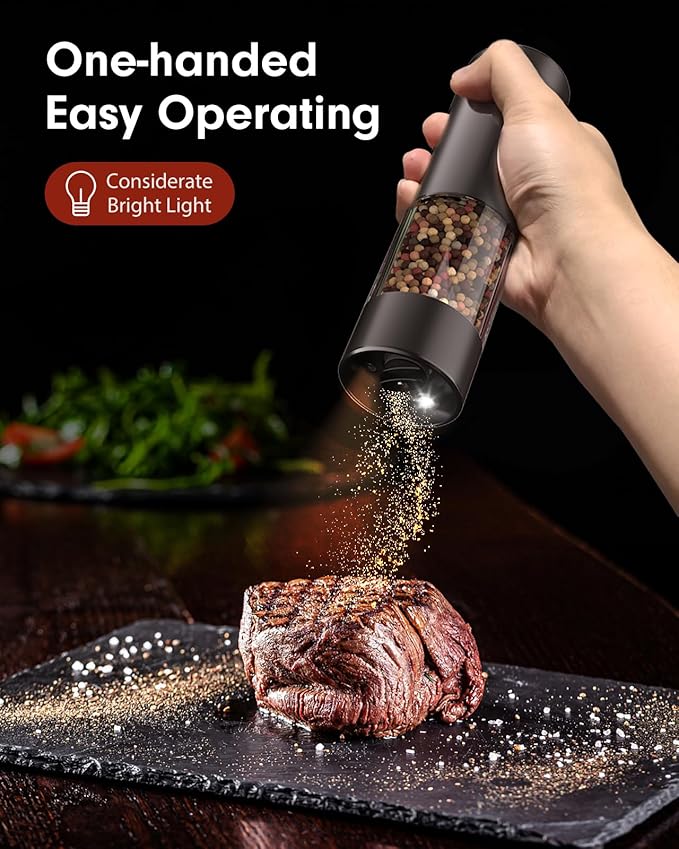 TOMEEM Upgraded Larger Capacity Electric Salt and Pepper Grinder Set - Image 2