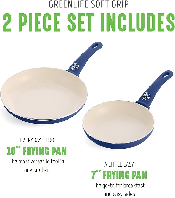 GreenLife Non Stick Fry Pan Set, Non-Toxic PFAS-Free Ceramic Skillets, - Image 3