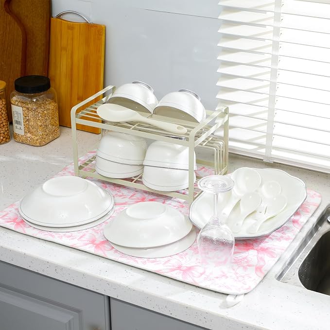 SiliFine 2 Pcs Large Coquette Pink Bow Dish Drying Mat Large - Image 3