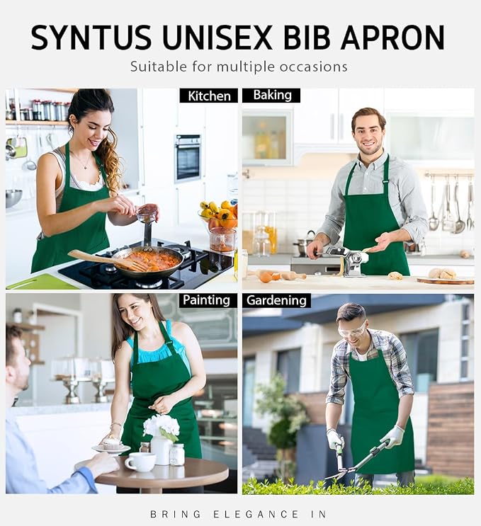 Syntus Apron for Men Women, Adjustable Cooking Kitchen Chef Aprons - Image 6