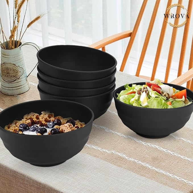 Wrova Wheat Straw Bowls Set 60 OZ Unbreakable Large Cereal Bowls Set of 6 - Image 7