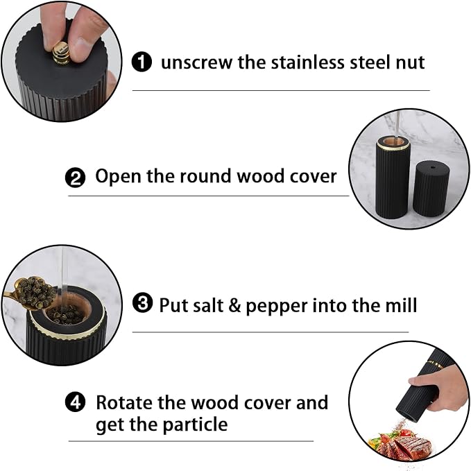 Wooden Salt and Pepper Grinder Set - Image 3