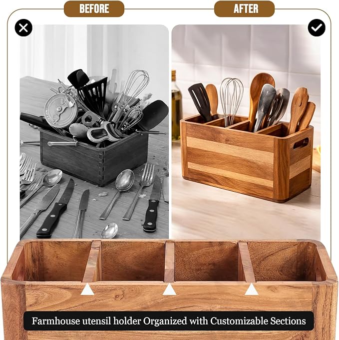 Wooden Caddy Utensil Holder - Image 3