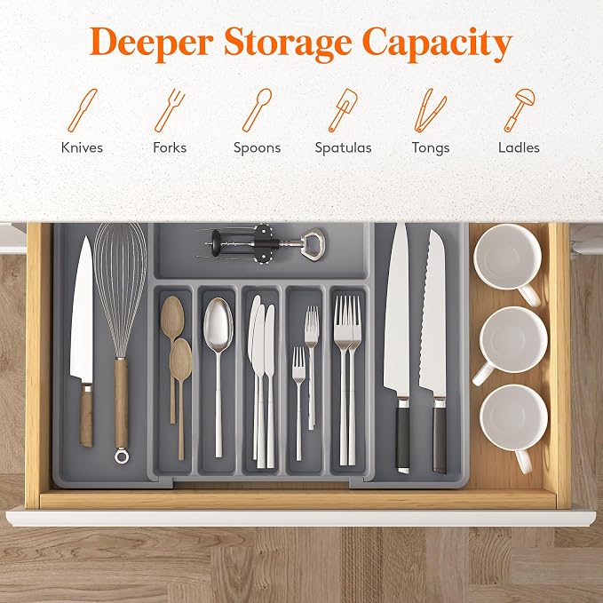 Lifewit Silverware Drawer Organizer, Expandable Utensil Tray - Image 4