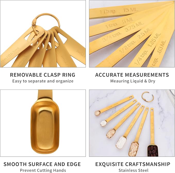 DOCBLACK 6PCS Measuring Spoons Set, Premium Heavy Duty Stainless Steel Metal - Image 2