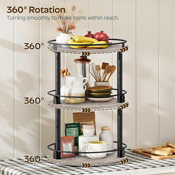 YATINEY Spice Rack, 3-Tier Turntable Organizer, Rotating Spice Rack Organizer - Image 3