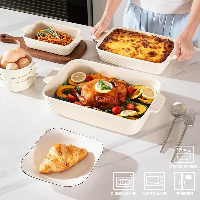 Sweejar Ceramic Baking Dish Set, Cake Baking Dish - Image 2