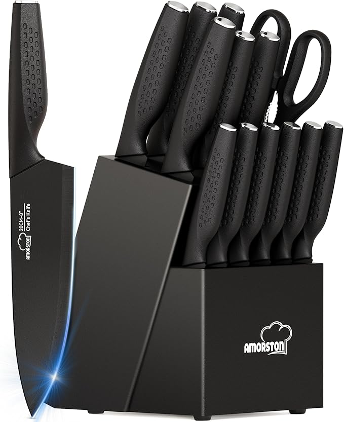 Knife Set, 15 Pieces Kitchen Knife Set by Amorston