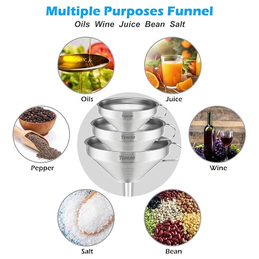 Toncoo 3 Pack Stainless Steel Funnels - Image 3