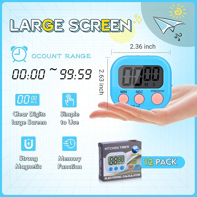 Mwellewm Digital Timers for Classroom Kitchen Timers for Cooking Small Magnetic - Image 5