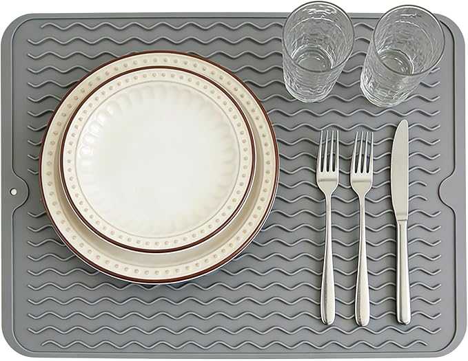 Silicone Dish Drying Mat for Kitchen Counter Eco-Friendly Fast Dry Dish Mat by LKYLIVE
