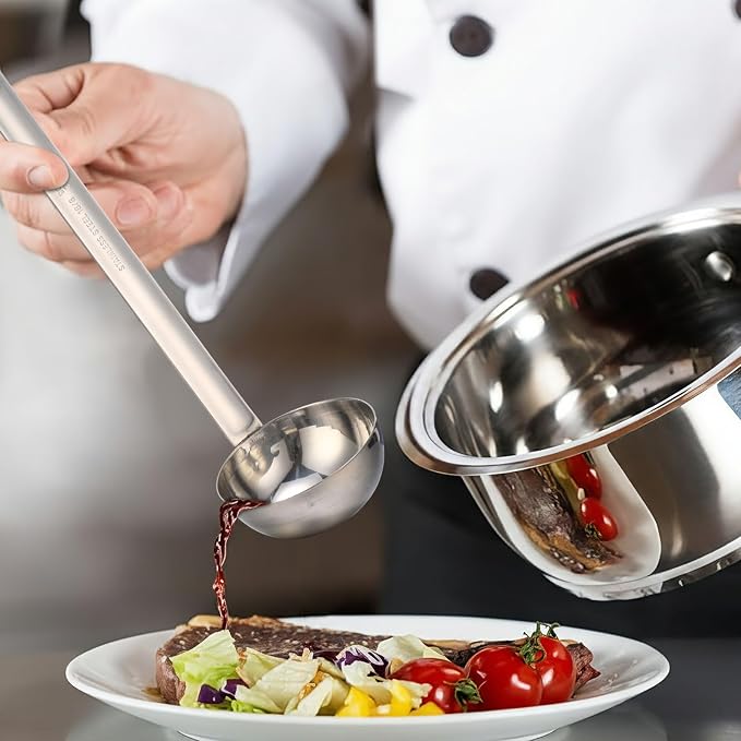 meekoo 1 Pieces Stainless Steel Ladle Soup Handle Ladle - Image 2