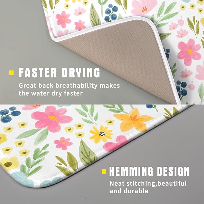 Spring Dish Drying Mat for Kitchen Counter Cute Floral Summer Holiday - Image 3