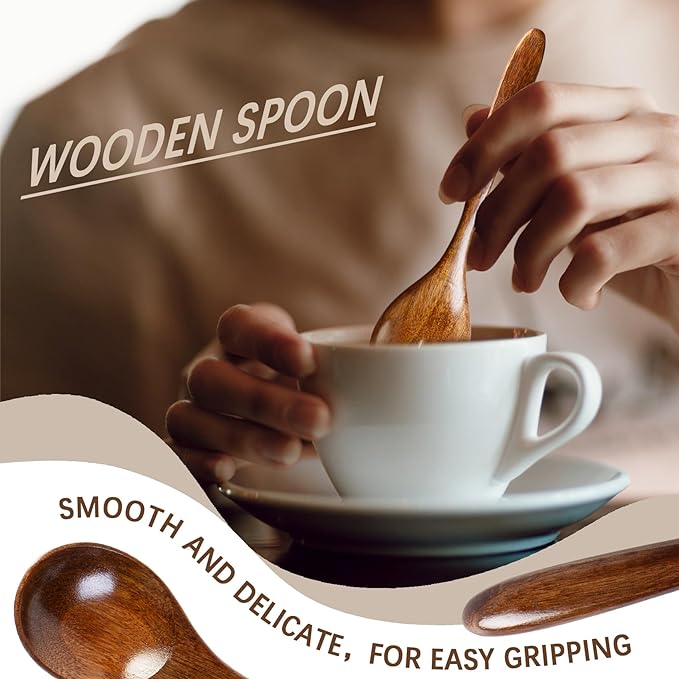 6 PCS Wooden Spoons for Honey, 6.7 inch Small Wooden Spoons - Image 4