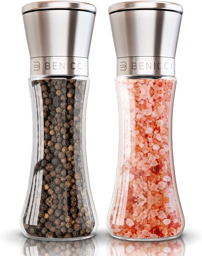 Premium Salt and Pepper Grinder Set of 2 by BENICCI