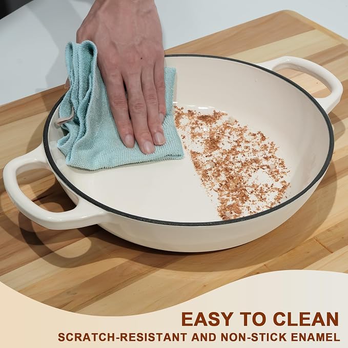 AHJ 6QT Dutch Oven For Bread Baking, Enameled Cast Iron Dutch Oven Pot - Image 5