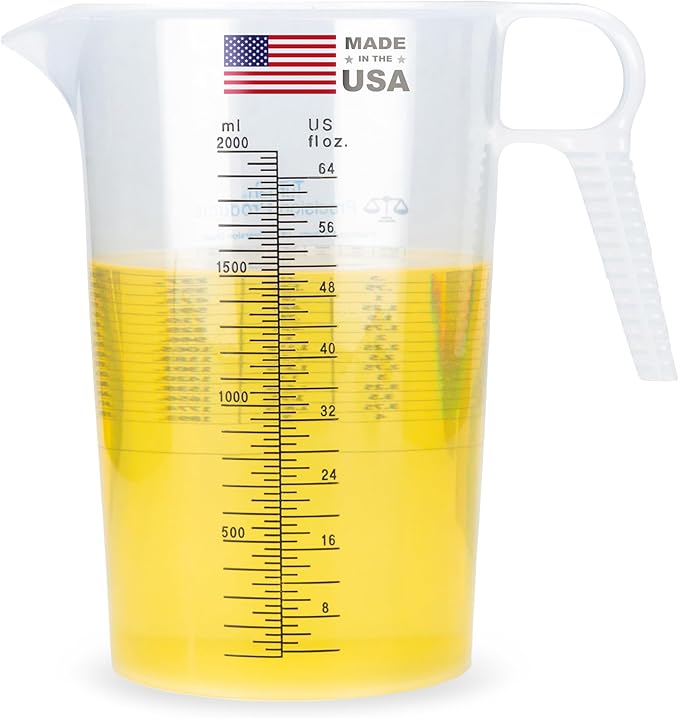 Half Gallon 64oz Measure Pitcher- Conversion Chart-Strong Food Grade by Turnah