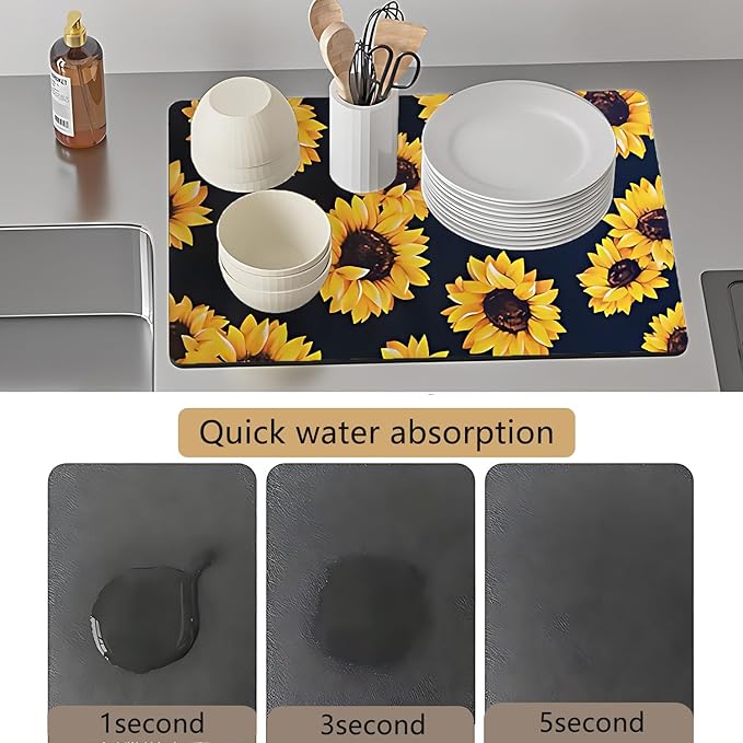 Dish Drying Mat Foldable Fall Kitchen Drying Mat Absorbent Sink Mat - Image 2