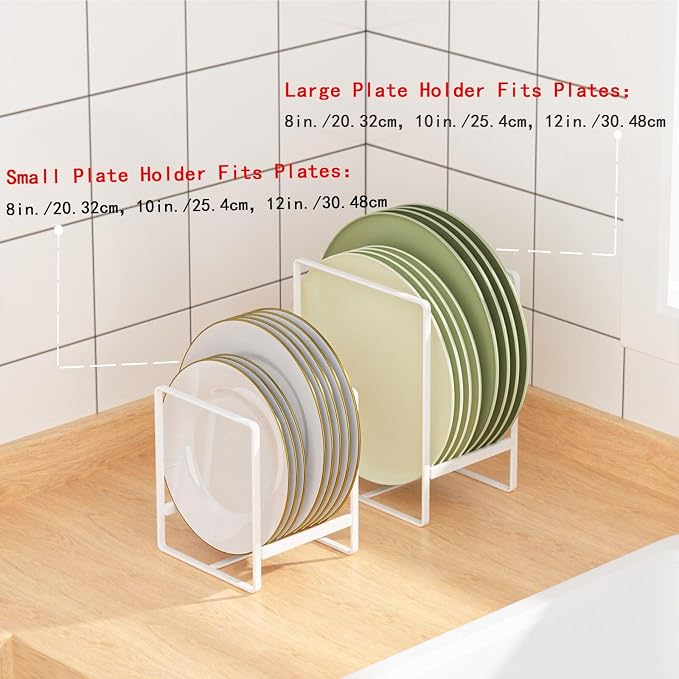 2 Large 1 Small Plate Organizers Holders Upright Cabinet Dish Drying Racks - Image 5