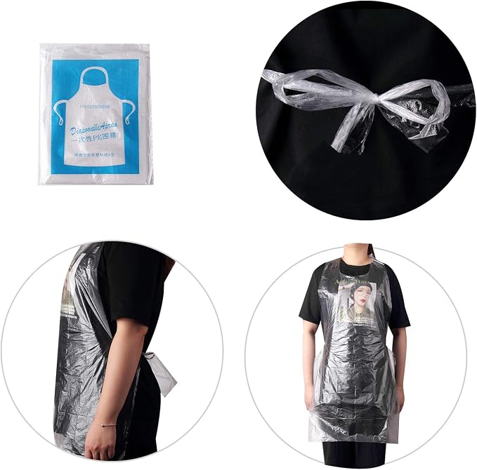 JIAKAI 23 x 37 inches Clear Polyethylene Waterproof Disposable Aprons - Image 4