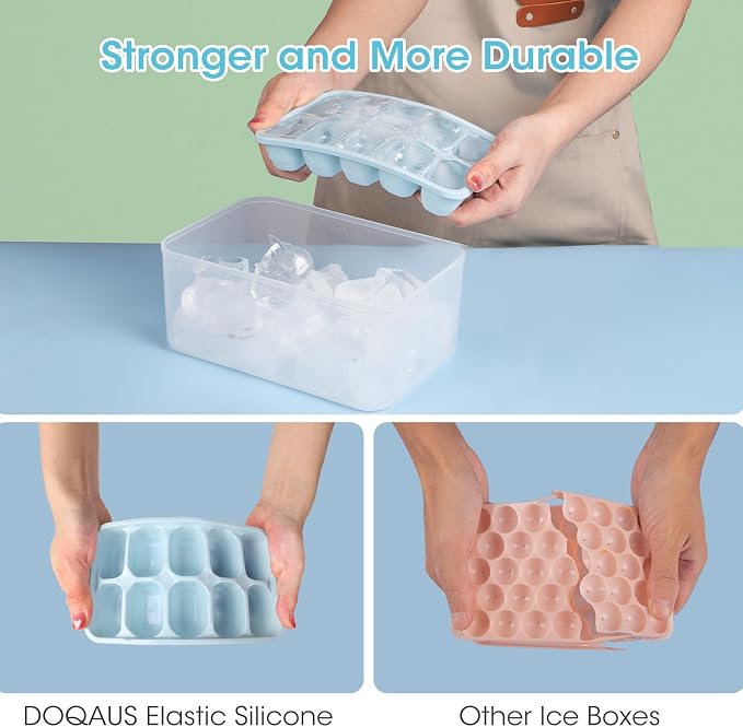 DOQAUS Ice Cube Tray with Lid and Bin - Image 3