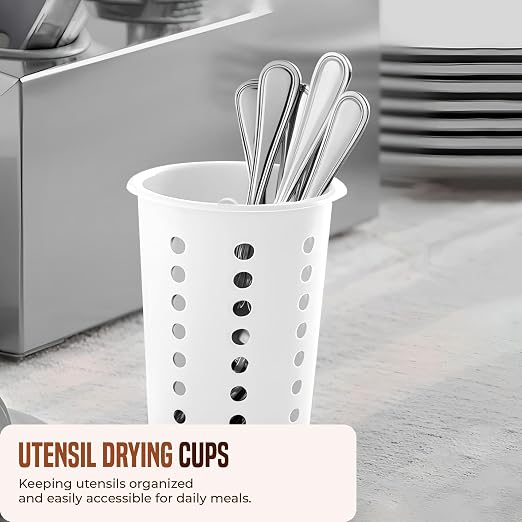 OCS Parts Perforated Utensil Drying Cups | White | Set of 3 | Plastic Flatware - Image 3