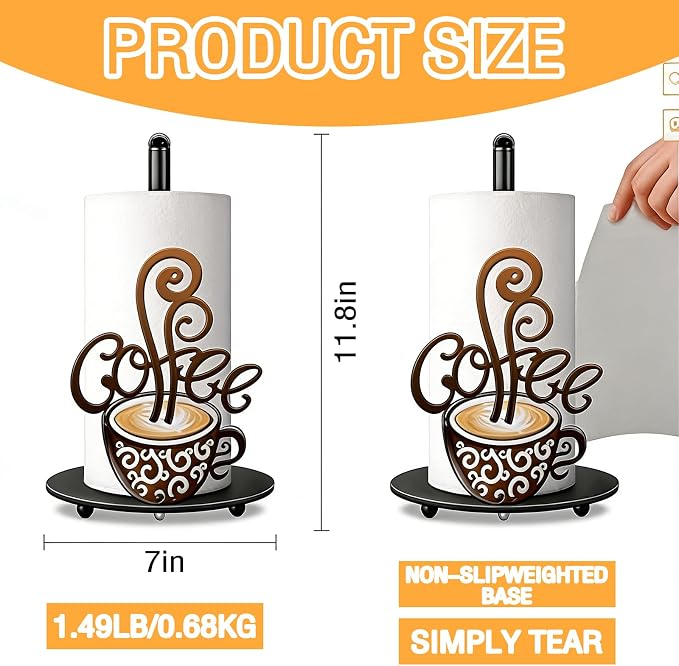 Coffee Themed Paper Towel Holder Countertop - Image 3