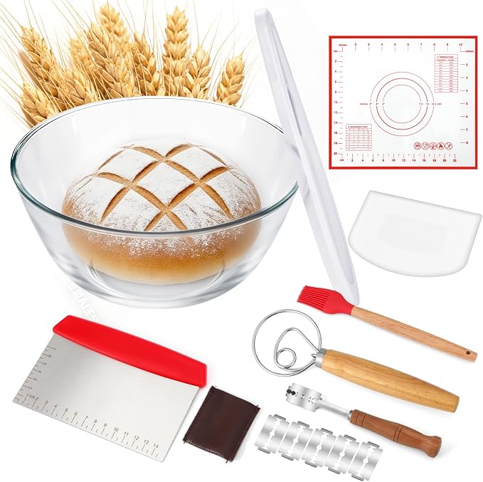 7 Pcs Large Glass Bowl for Sourdough Bread starter 4.7 Quart Glass Mixing Bowl by Unknown
