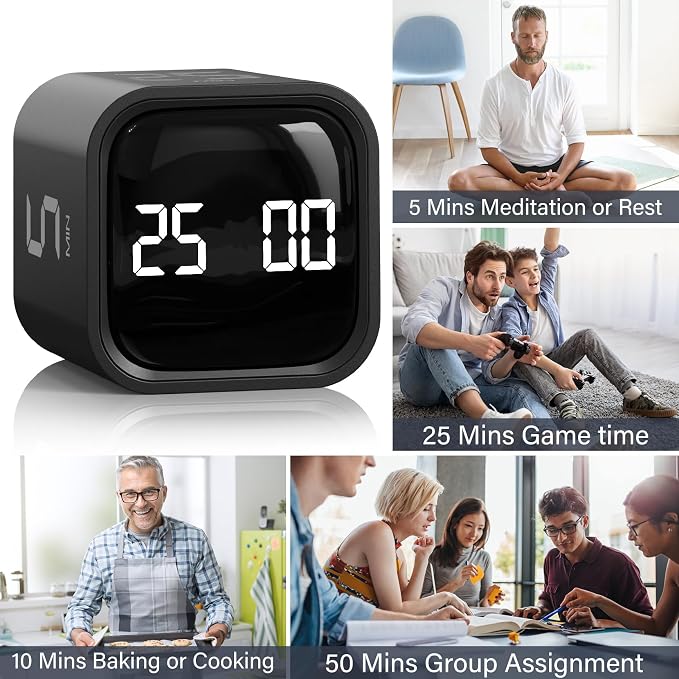 Rotating Pomodoro Timer 5, 10 50 Minutes Preset, Desk Productivity Flip Timer - Image 9