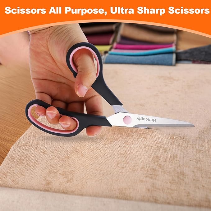Scissors for Office School Supplies, Hnncugty 8" Scissors All Purpose Bulk Set - Image 2