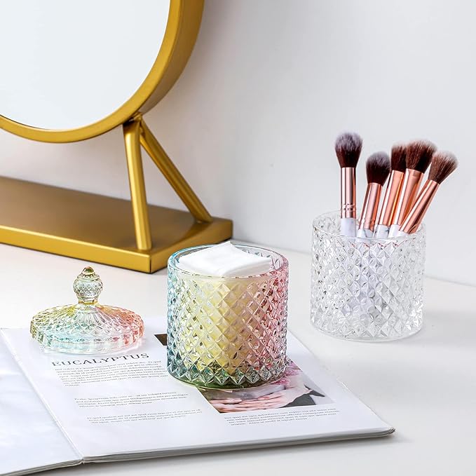 rejomiik Qtip Holder Glass Apothecary Jars - Image 3
