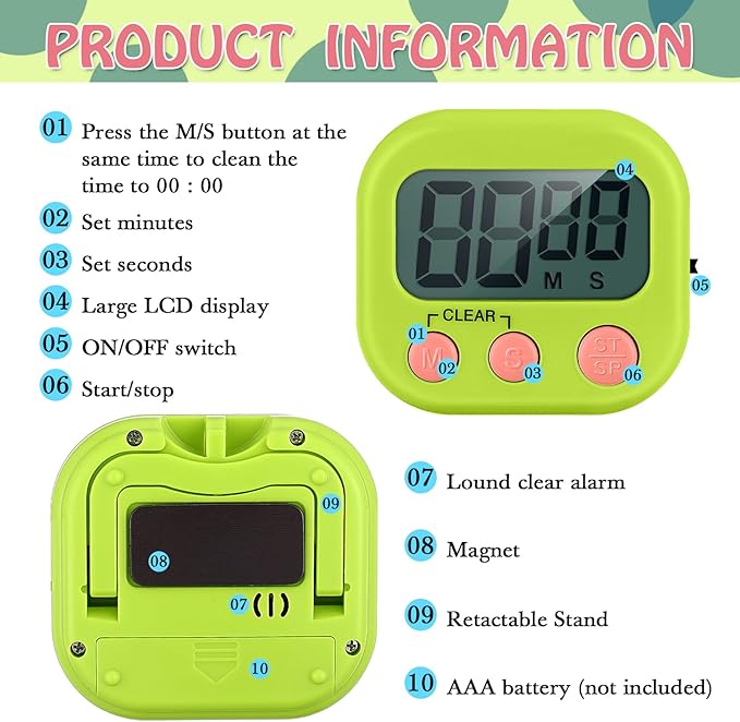 Xuhal 100 Pieces Digital Kitchen Timer Bulk, Small Magnetic Timers - Image 3