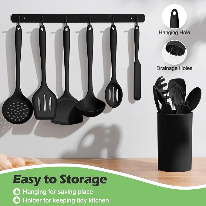 Silicone Cooking Utensil Set, Homikit 15pcs Kitchen Utensils - Image 3