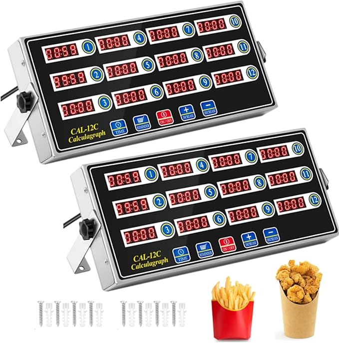 Relaxweex 2 Pack Commercial 12 Channel Digital Kitchen Timer, Wall Mount or by Relaxweex