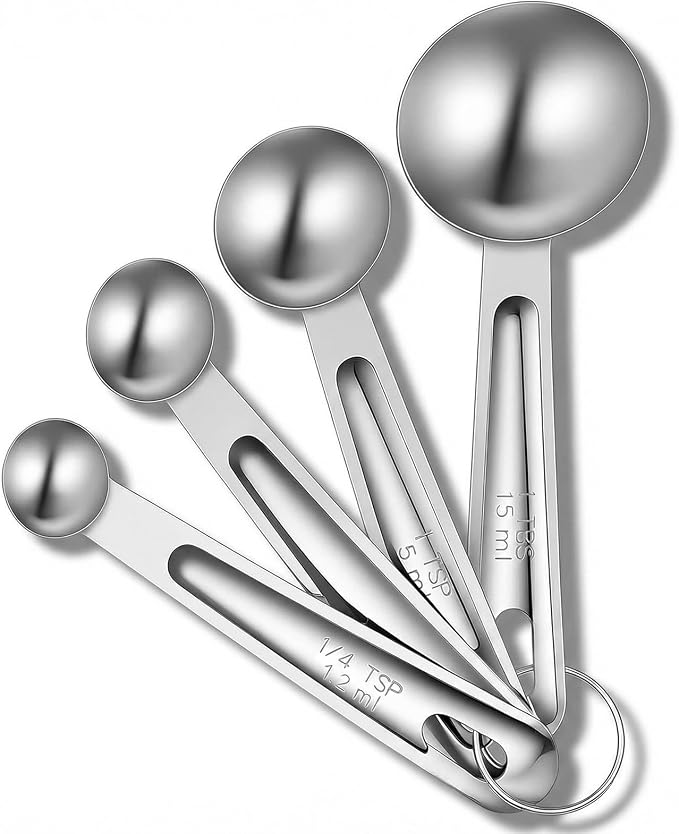 4Pcs Stainless Steel Measuring Spoons Set, Metal Measuring Spoons Set, Table by Ouligay