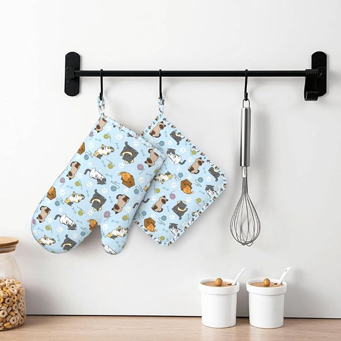 Cute Cat Oven Mitts and Pot Holders Set - Image 7