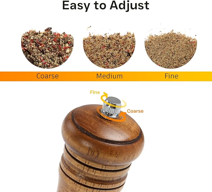Wooden Salt and Pepper Grinder Set, Premium Oak Wood Salt Grinders Shakers - Image 4