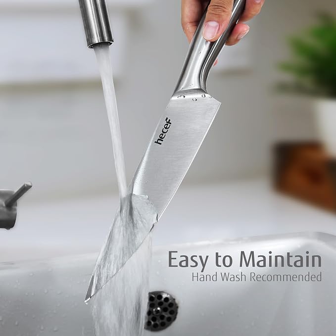 hecef Silver Kitchen knife set of 3, Satin Finish Blade - Image 5
