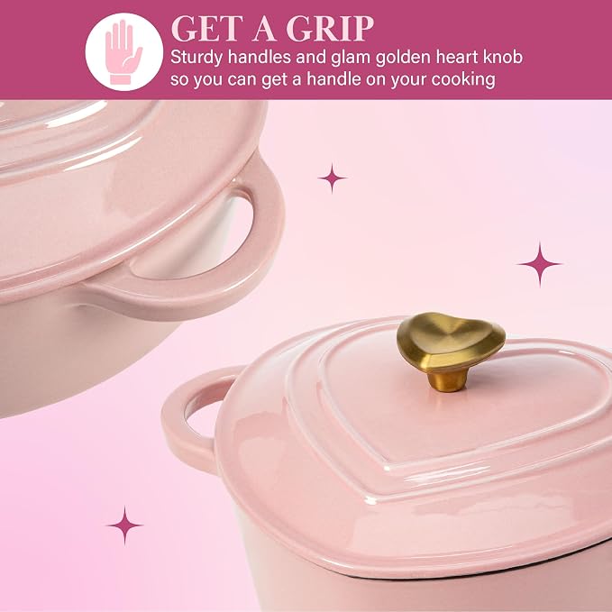 Paris Hilton Enameled Cast Iron Dutch Oven Heart-Shaped Pot - Image 3