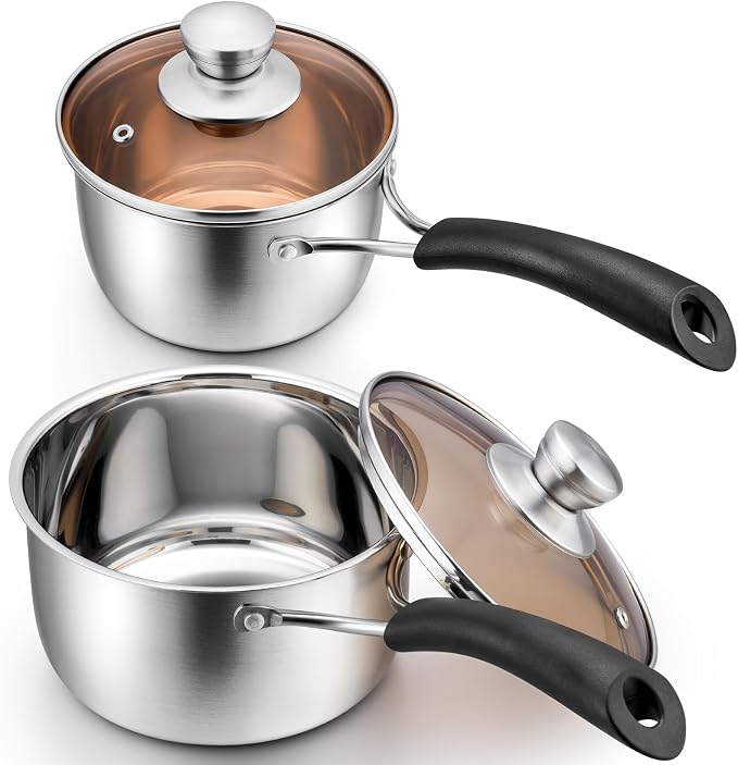 P&P CHEF 1 & 2 Quart Saucepan Small Pot, Stainless Steel Saucepan by PPCHEF