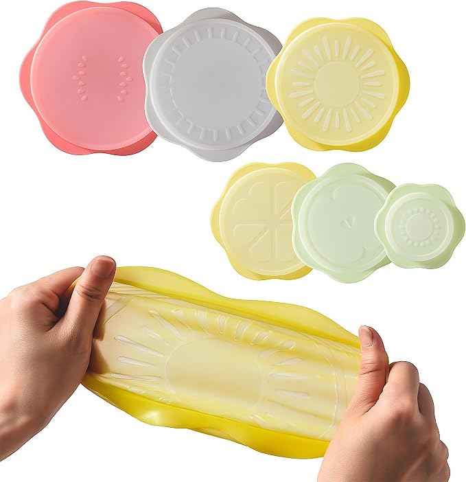 Reusable Silicone Stretchable Lids – 6‐Piece Multicolor Food Covers by Unknown