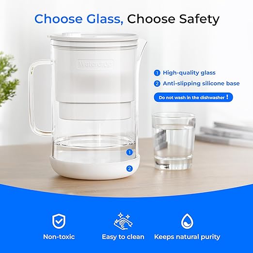 Waterdrop PT-09W 10-Cup Large Glass Water Filter Pitcher, Eco-Friendly - Image 2