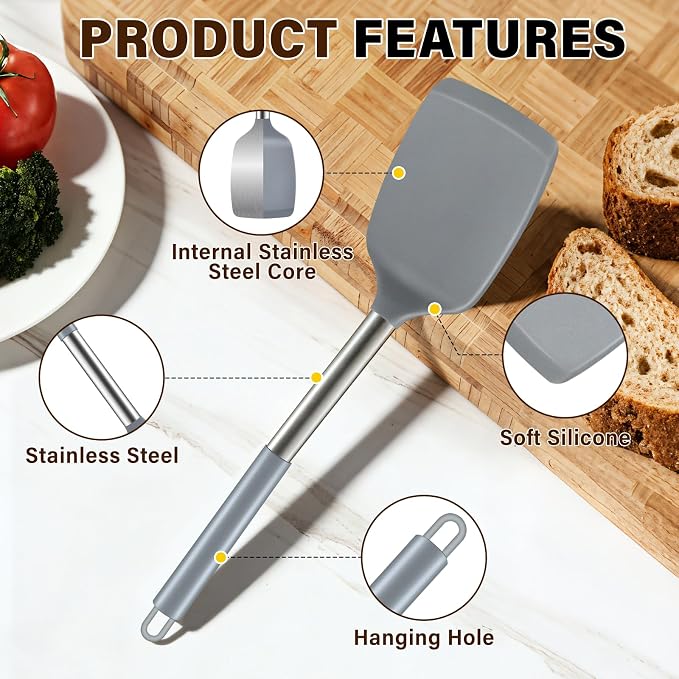 5Pcs Silicone Cooking Utensils Set, Heat Resistant Kitchen Tools Include - Image 3