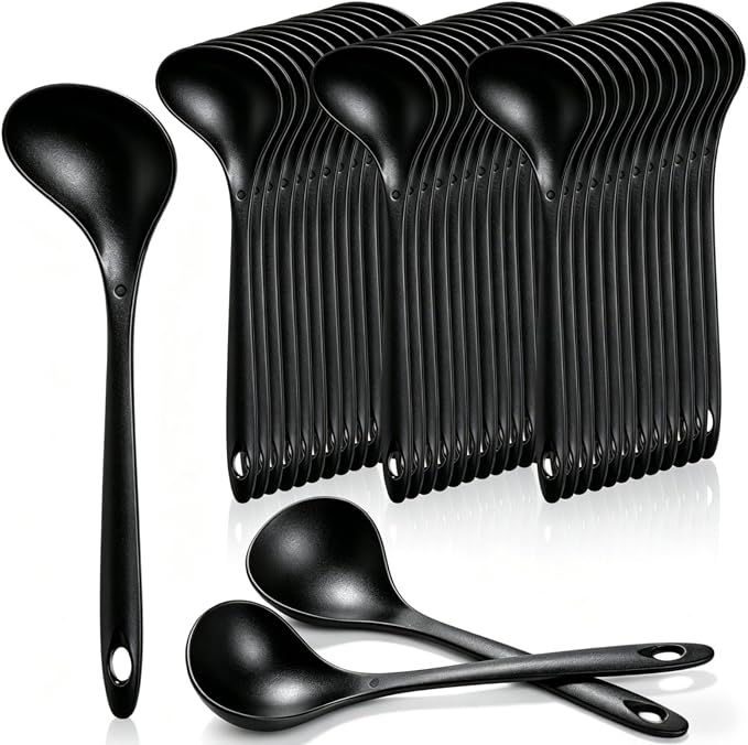 40 Pack Plastic Ladle Spoons, 1.5 Oz Solid Durable Disposable Serving Spoons by Acshio